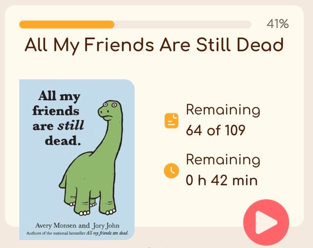 The book in progress: how much is read, pages and time left, and the button that starts a session